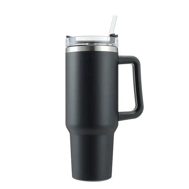 Stainless Steel Insulated Coffee Tumbler with Handle and Straw