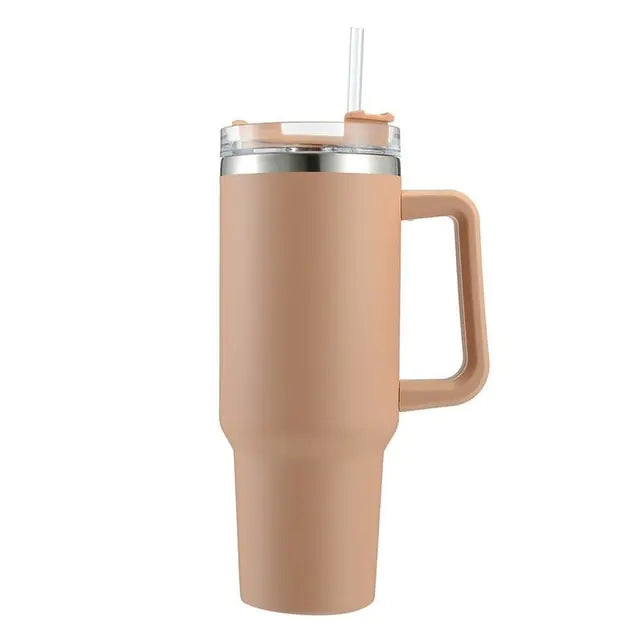 Stainless Steel Insulated Coffee Tumbler with Handle and Straw