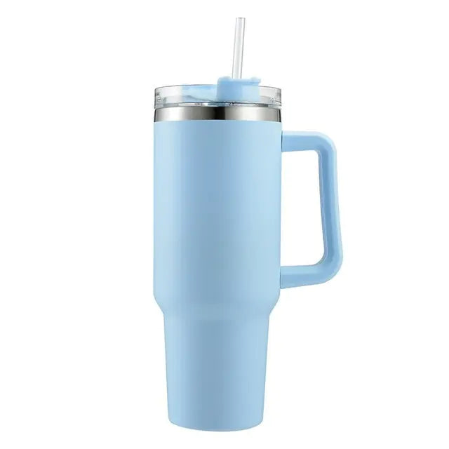 Stainless Steel Insulated Coffee Tumbler with Handle and Straw