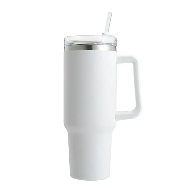 Stainless Steel Insulated Coffee Tumbler with Handle and Straw