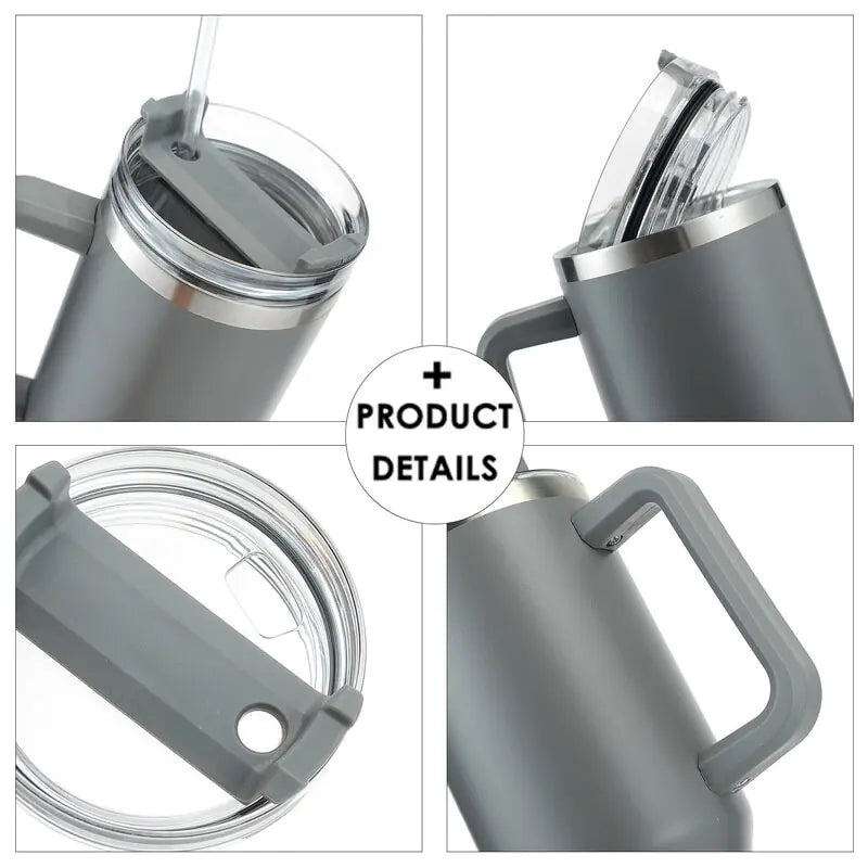 Stainless Steel Insulated Coffee Tumbler with Handle and Straw